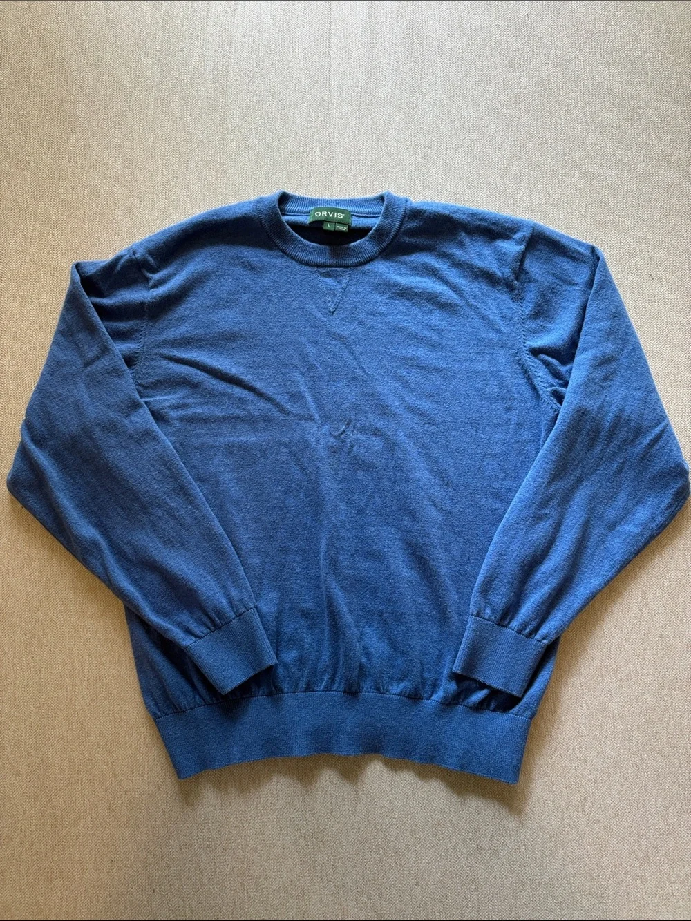 Orvis Men's Blue Crewneck Sweater